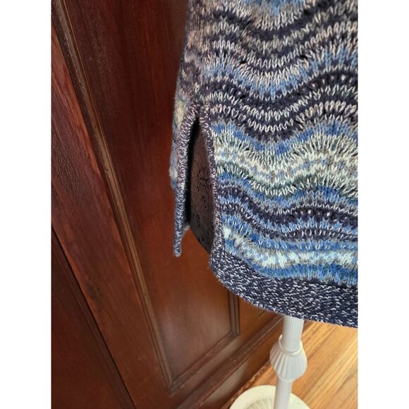 J Jill Womens Blue & Green Wave Pattern Knit Sweater Pullover Size M - Picture 3 of 9